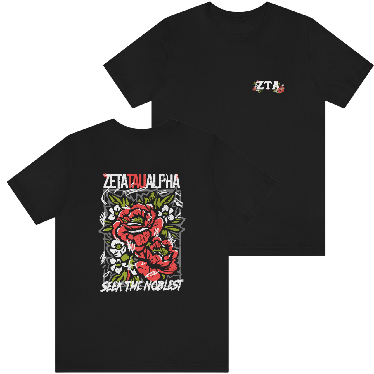 Zeta Tau Alpha Graphic T-Shirt | Grunge Roses