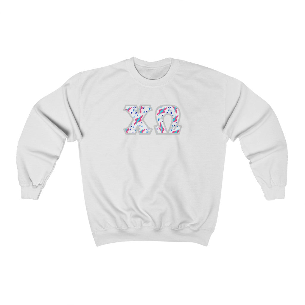 Chi Omega Printed Letters | Bayside White Crewneck