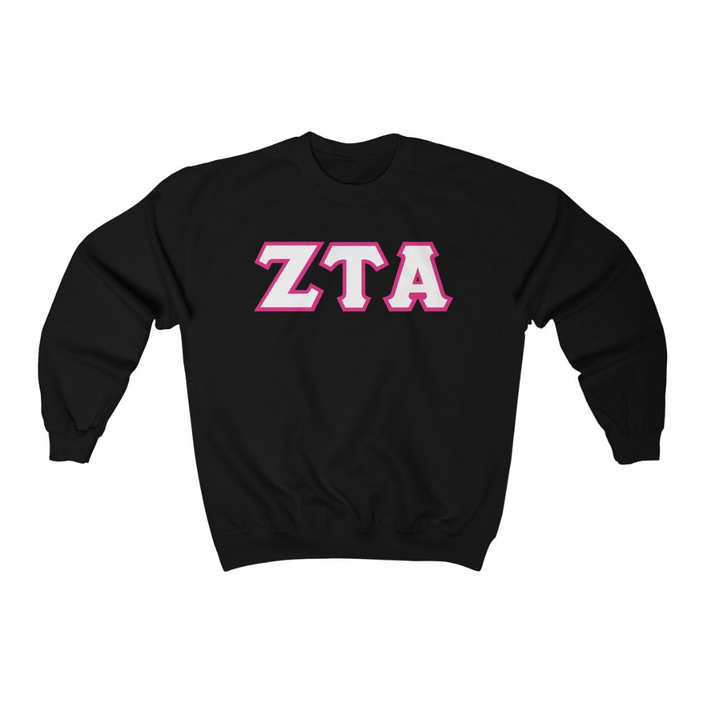 ZTA Printed Letters | White with Hot Pink Border Crewneck