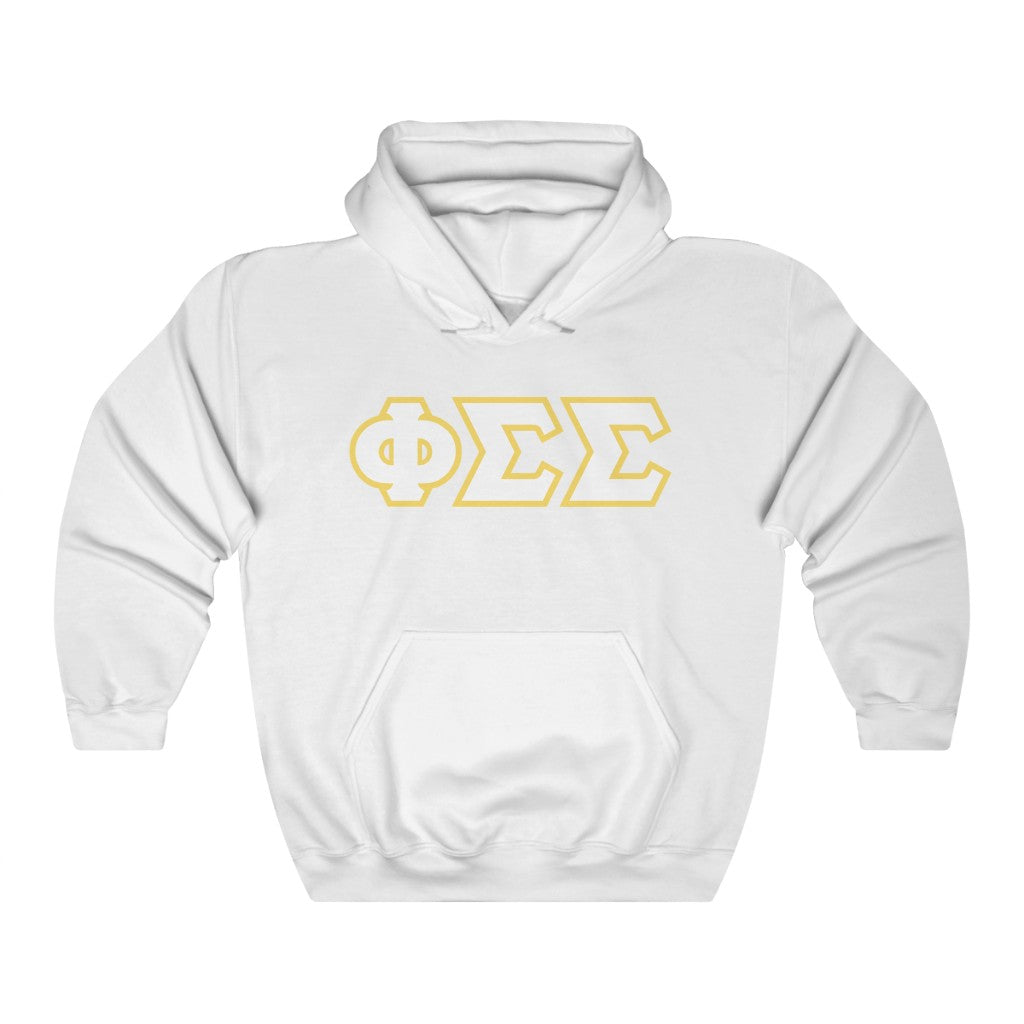 Phi Sig Printed Letters | White with Yellow Border Hoodie