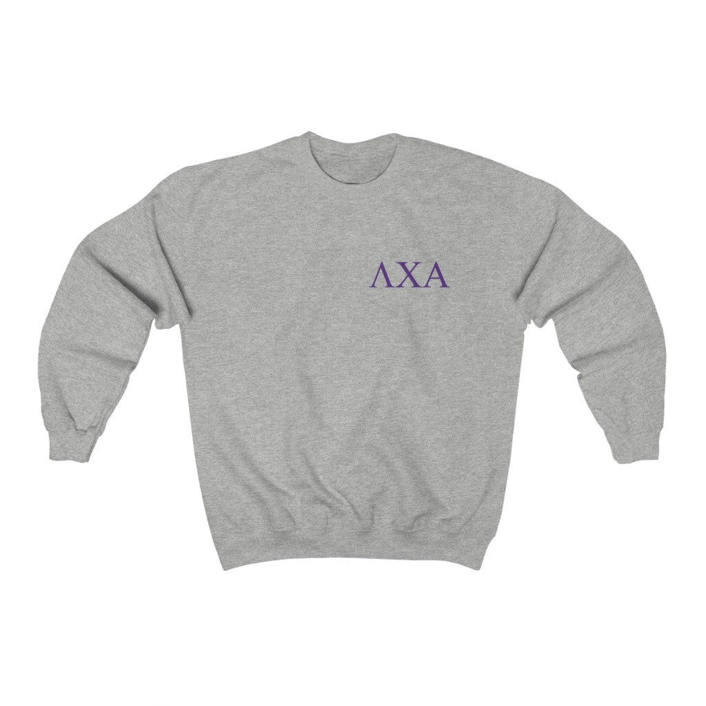 Lambda Chi Alpha Graphic Crewneck Sweatshirt | Purple Letters LC