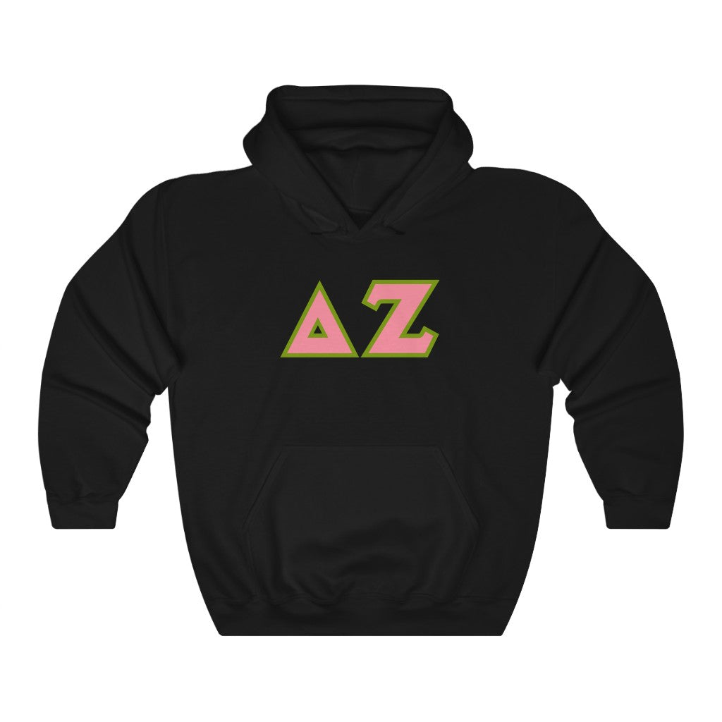 Delta Zeta Printed Letters | Pink & Green Border Hoodie