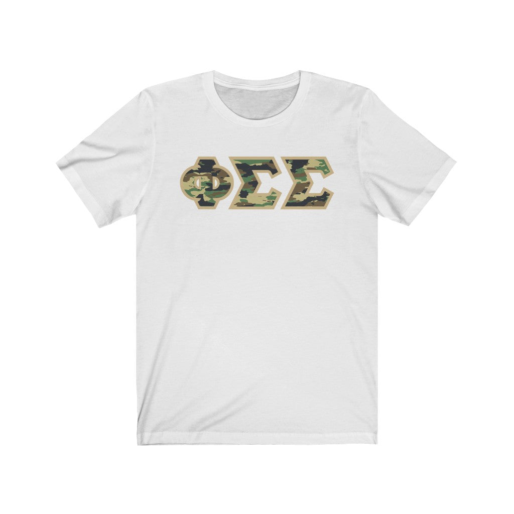 Phi Sigma Sigma Printed Letters | Camouflage T-Shirt