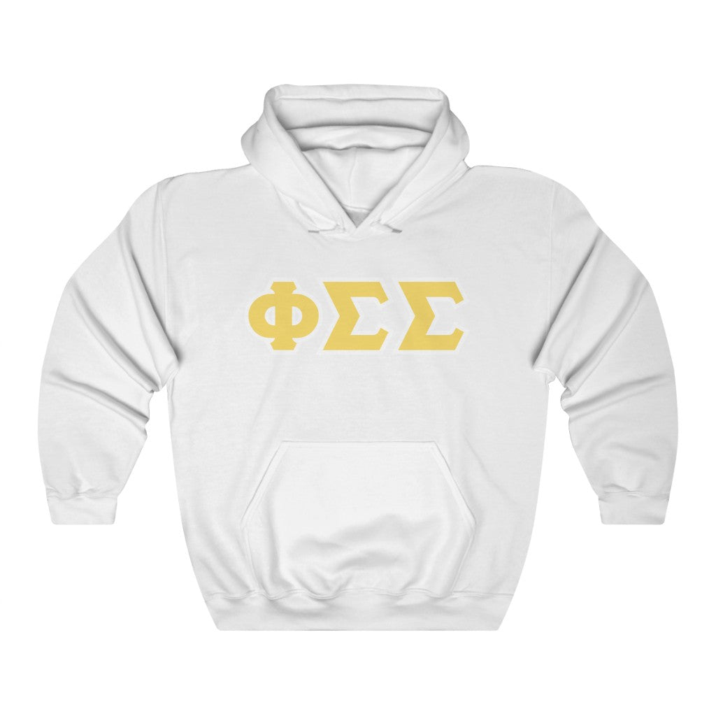 Phi Sigma Sigma Printed Letters | Yellow with White Border Hoodie