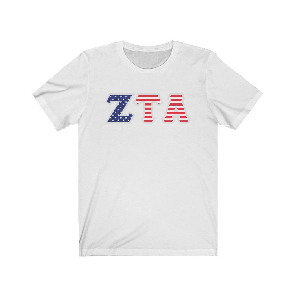Zeta Tau Alpha Printed Letters | American Flag T-Shirt