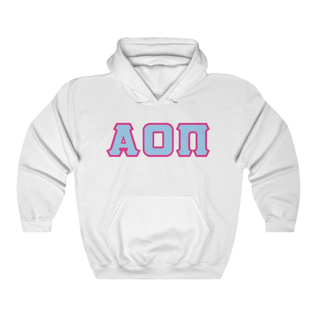 AOII Printed Letters | Light Blue with Red Border Hoodie