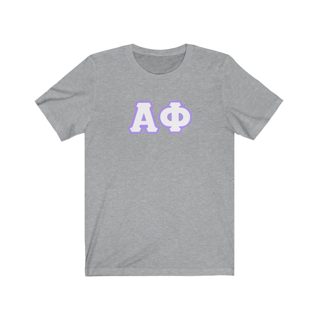 Alpha Phi Printed Letters | White & Violet Border T-Shirt