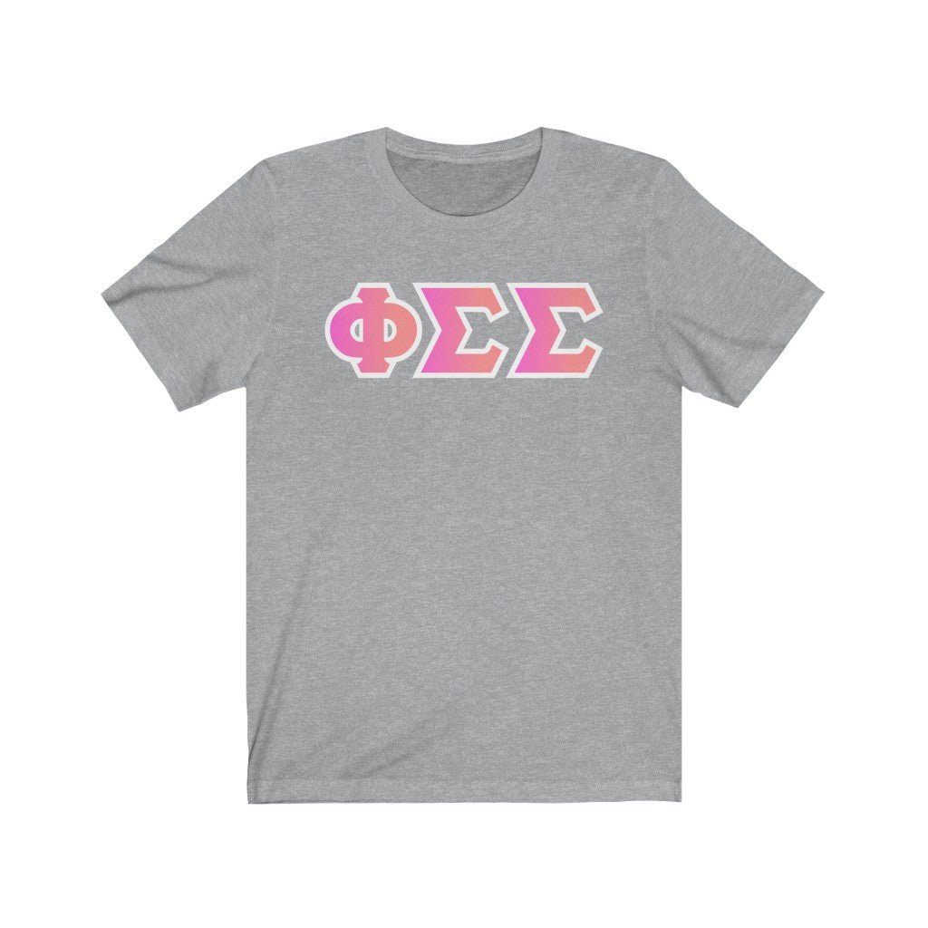 Phi Sigma Sigma Printed Letters | Bubble Gum T-Shirt