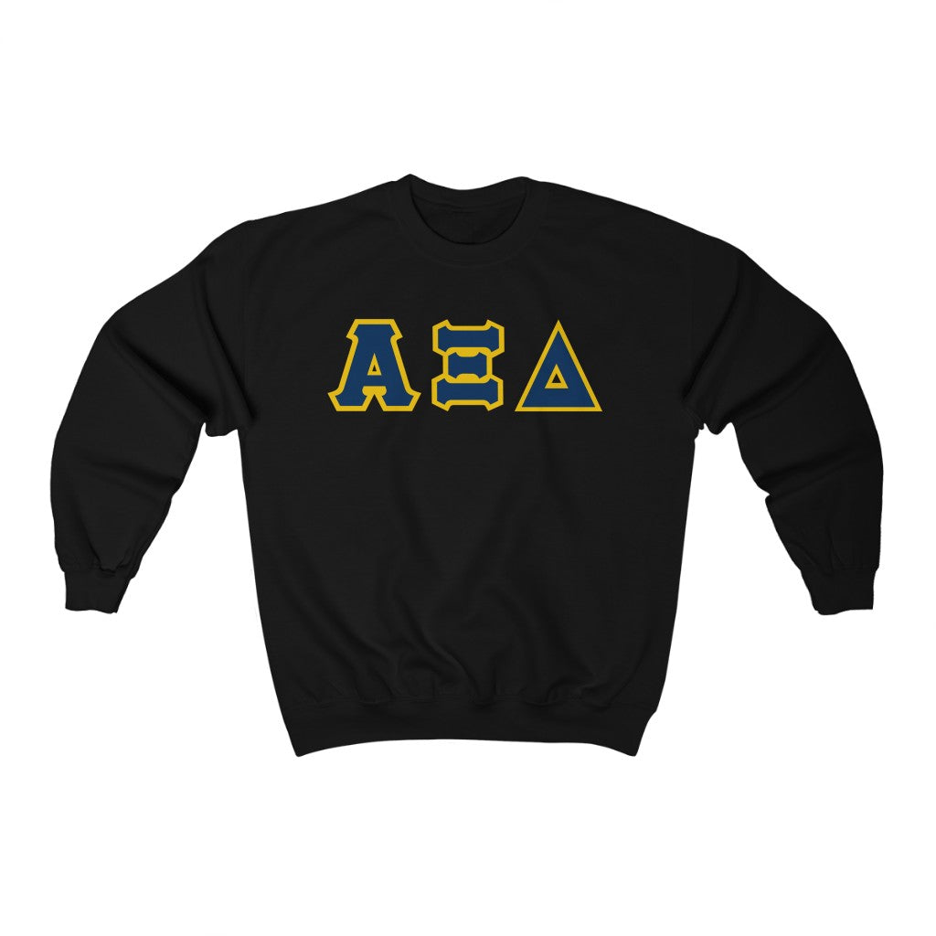 AXiD Printed Letters | Navy with Quill Gold Border Crewneck