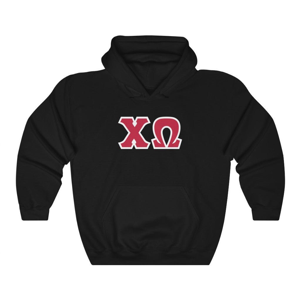 Chi Omega Print Letters | Cardinal & White Border Hoodie