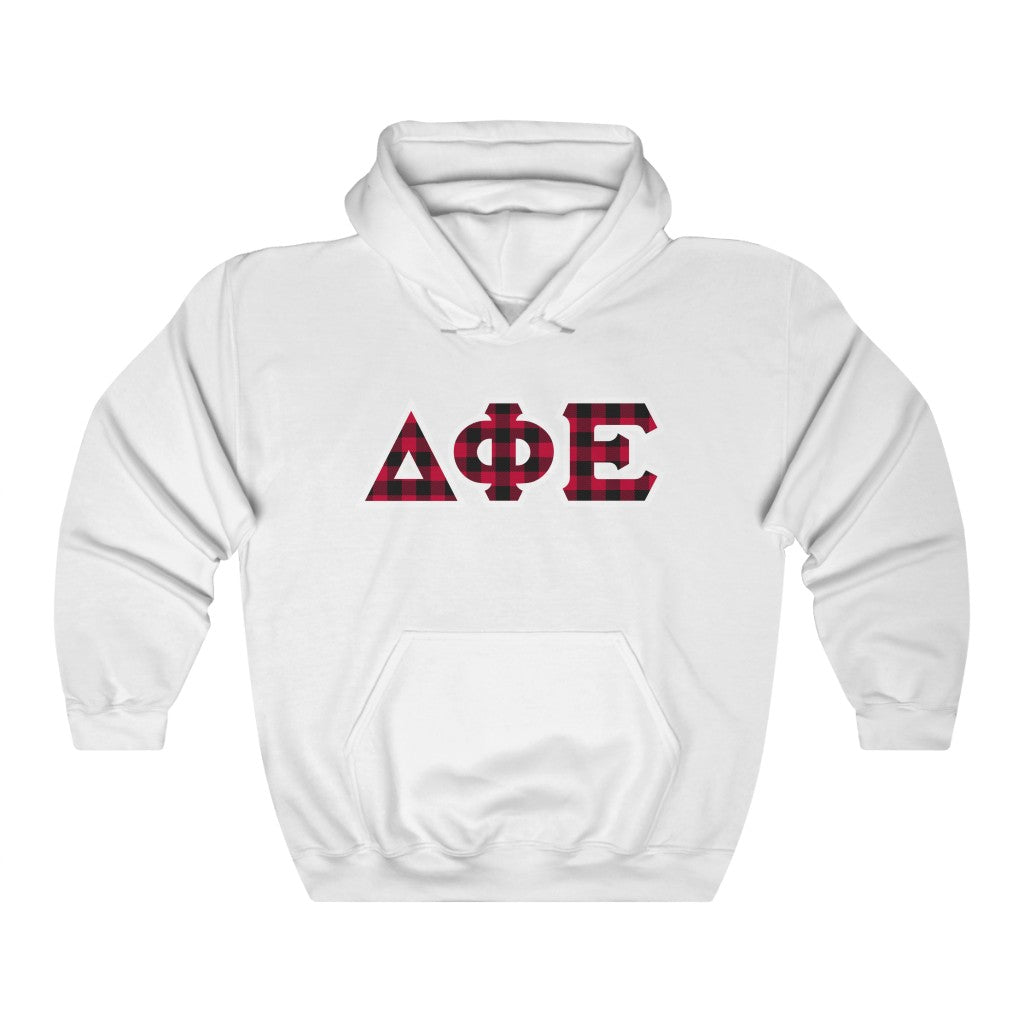 Delta Phi Epsilon Printed Letters | Buffalo Plaid Hoodie