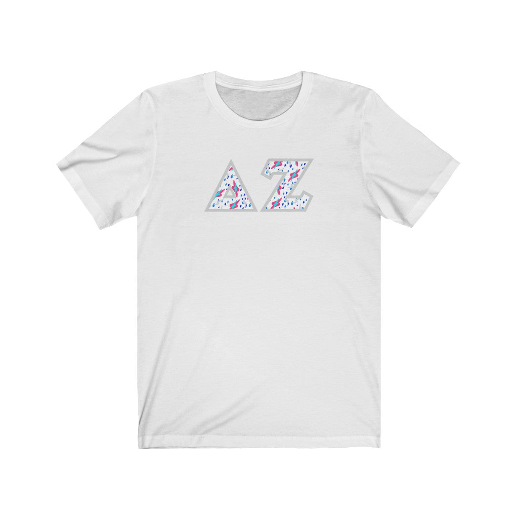 Delta Zeta Printed Letters| Bayside White T-Shirt