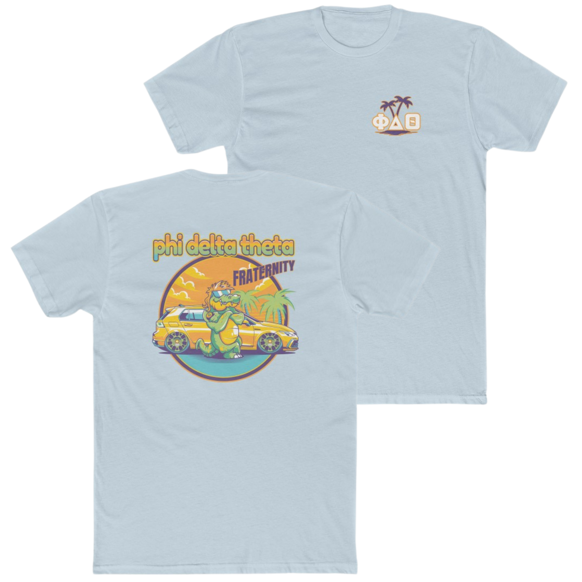 light blue Phi Delta Theta Graphic T-Shirt | Cool Croc | phi delta theta fraternity greek apparel 