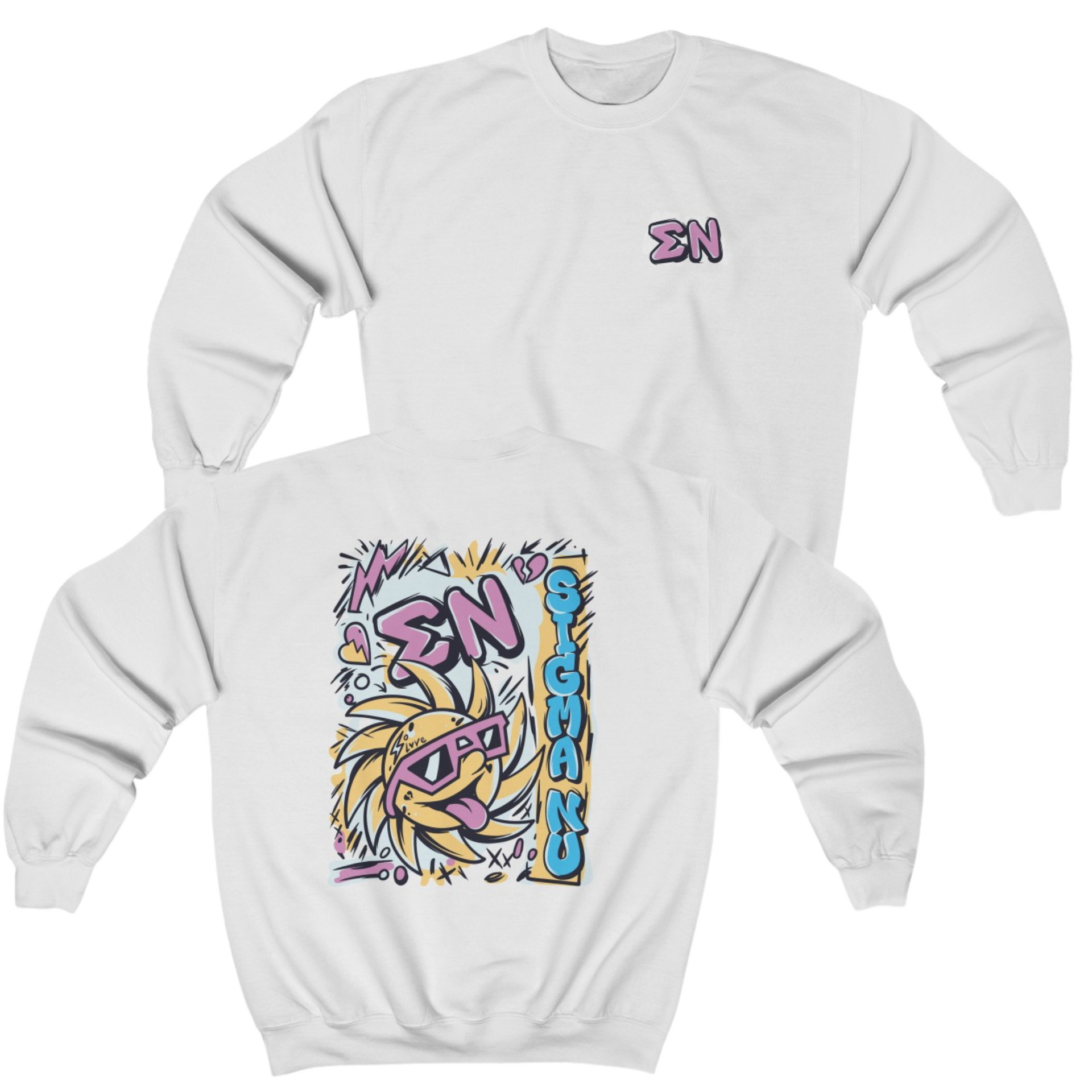 White Sigma Nu Graphic Crewneck Sweatshirt | Fun in the Sun | Sigma Nu Clothing, Apparel and Merchandise