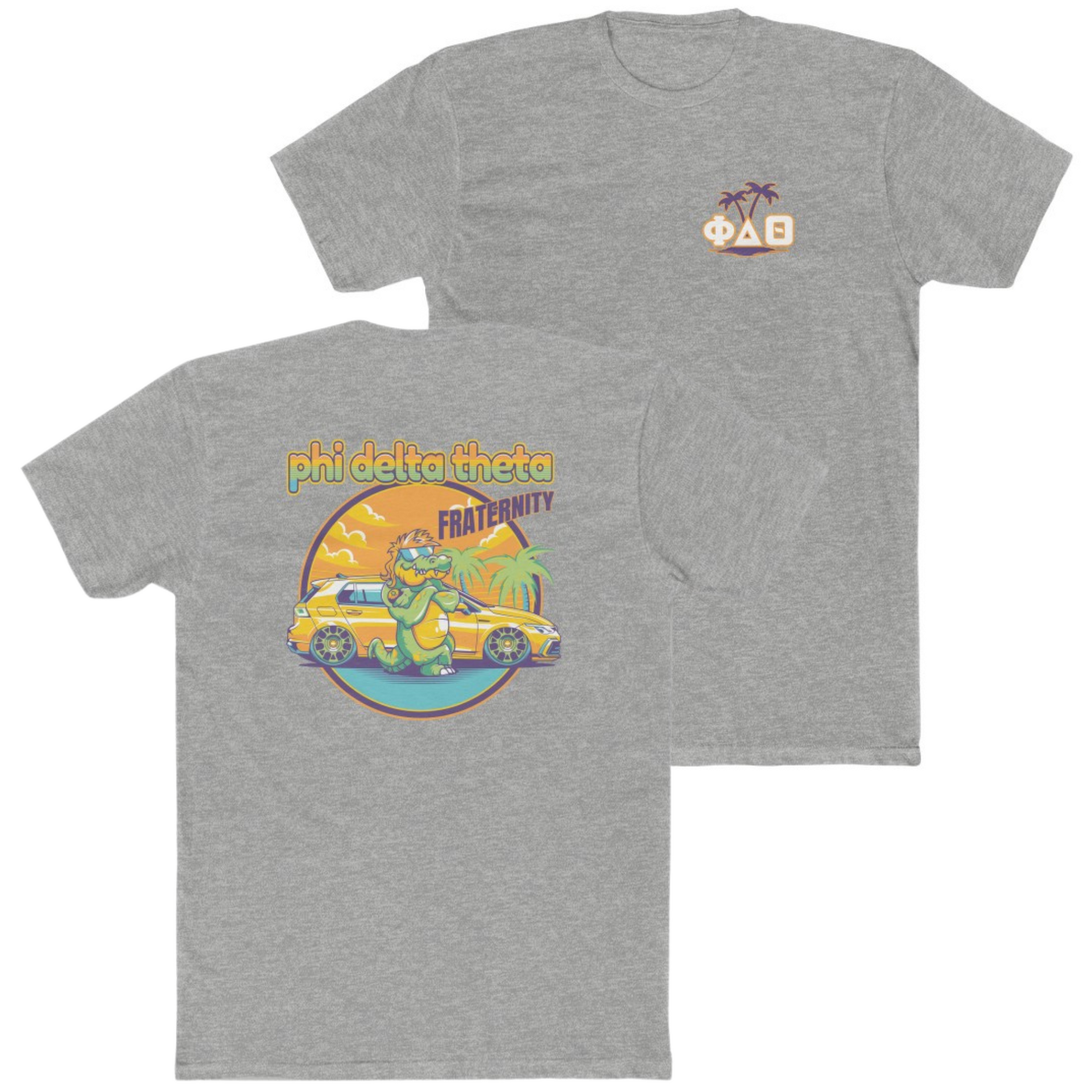 grey Phi Delta Theta Graphic T-Shirt | Cool Croc | phi delta theta fraternity greek apparel  