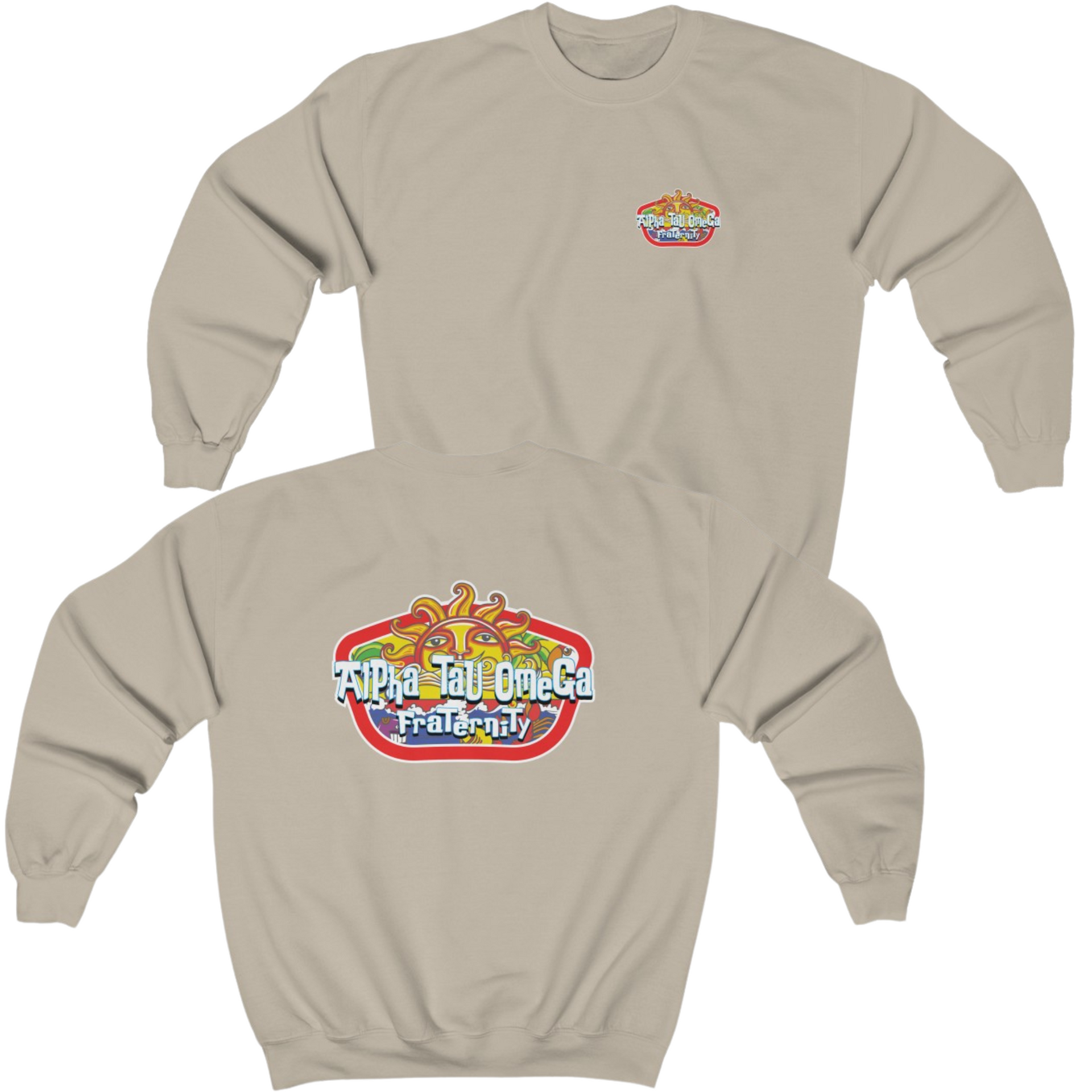Sand Alpha Tau Omega Graphic Crewneck Sweatshirt | Summer Sol | Alpha Tau Omega Merchandise 