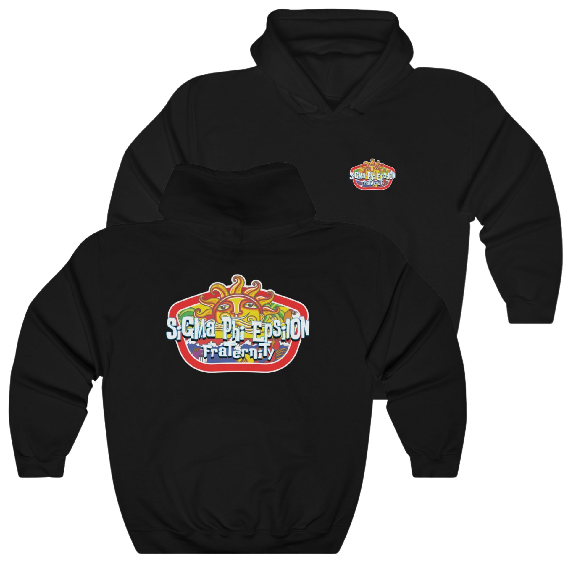 Black Sigma Phi Epsilon Graphic Hoodie | Summer Sol | SigEp Fraternity Clothes and Merchandise
