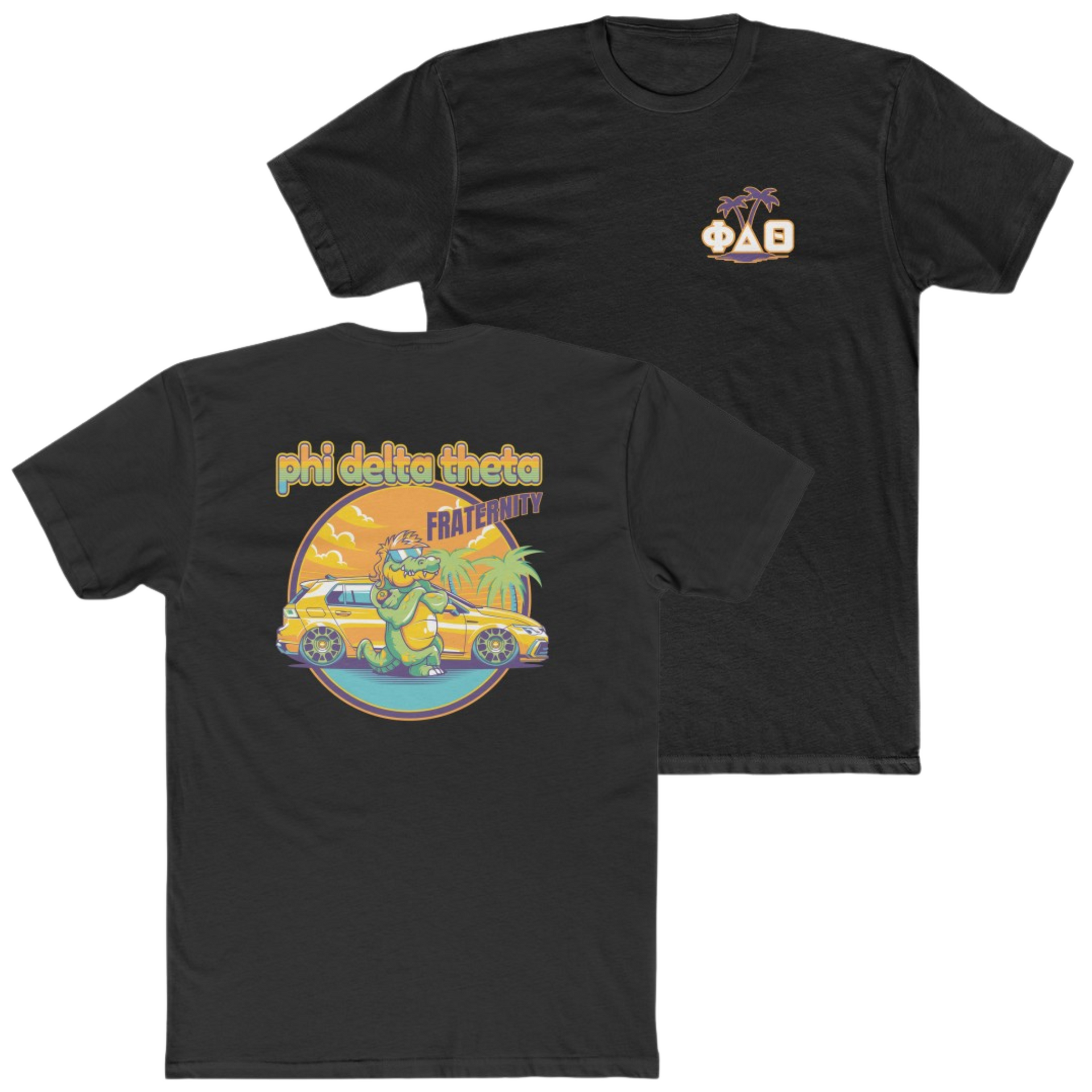 black Phi Delta Theta Graphic T-Shirt | Cool Croc | phi delta theta fraternity greek apparel 