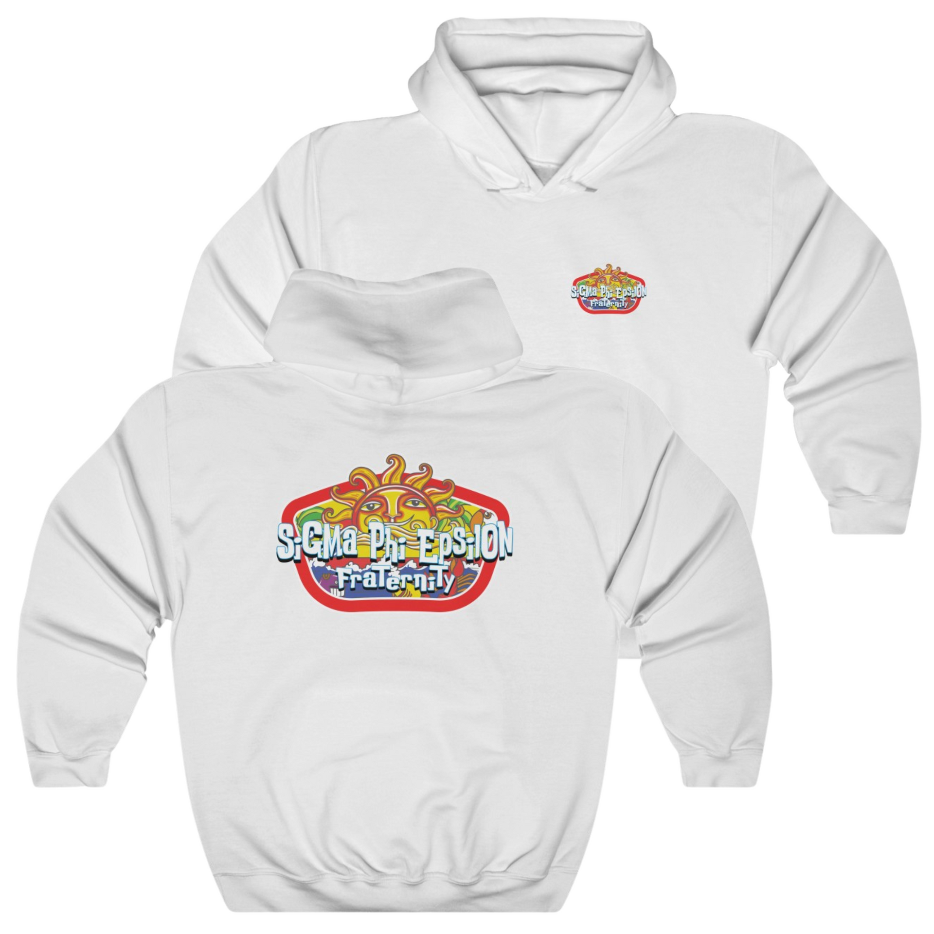 White Sigma Phi Epsilon Graphic Hoodie | Summer Sol | SigEp Fraternity Clothes and Merchandise