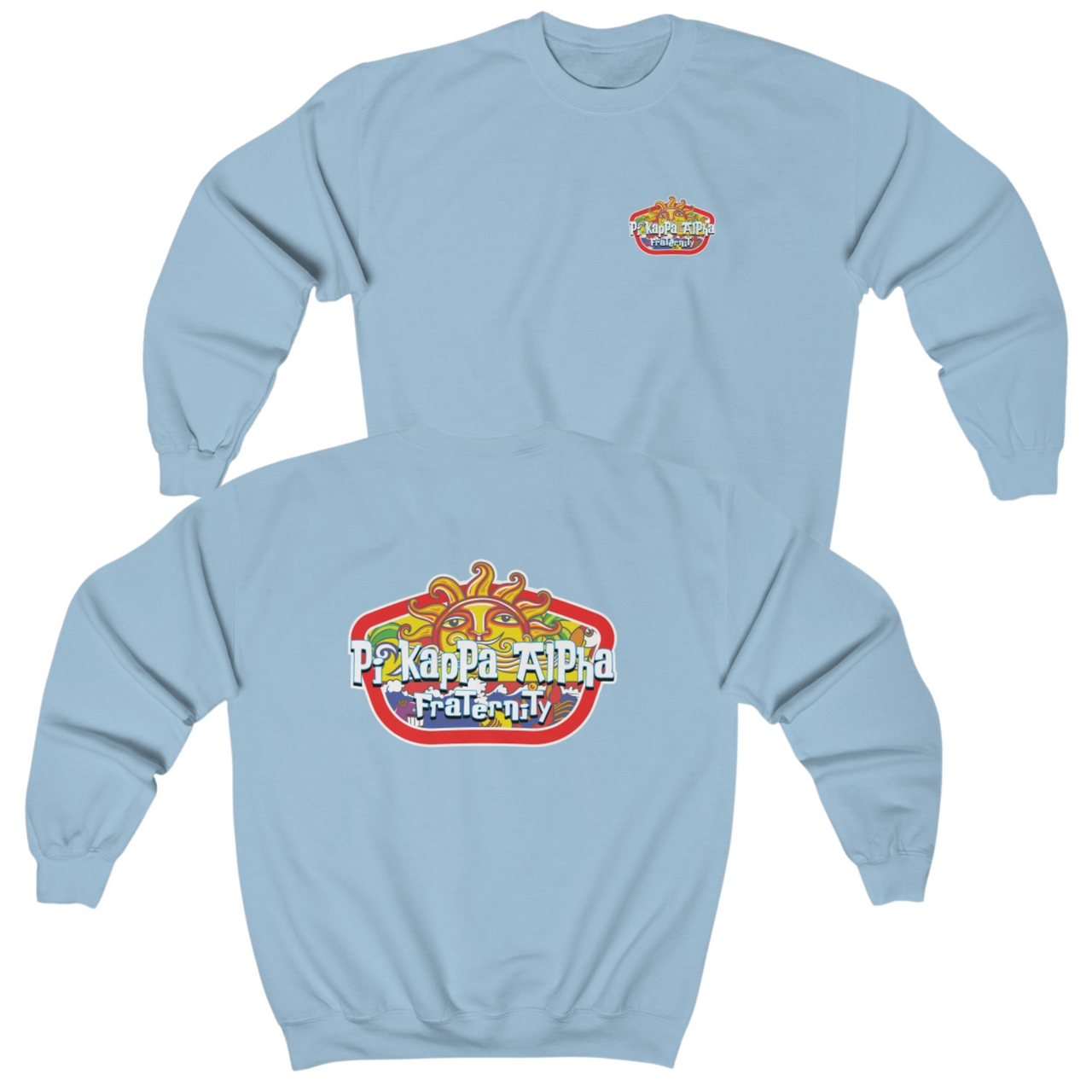 light blue Pi Kappa Alpha Graphic Crewneck Sweatshirt | Summer Sol | Pi kappa alpha fraternity shirt 