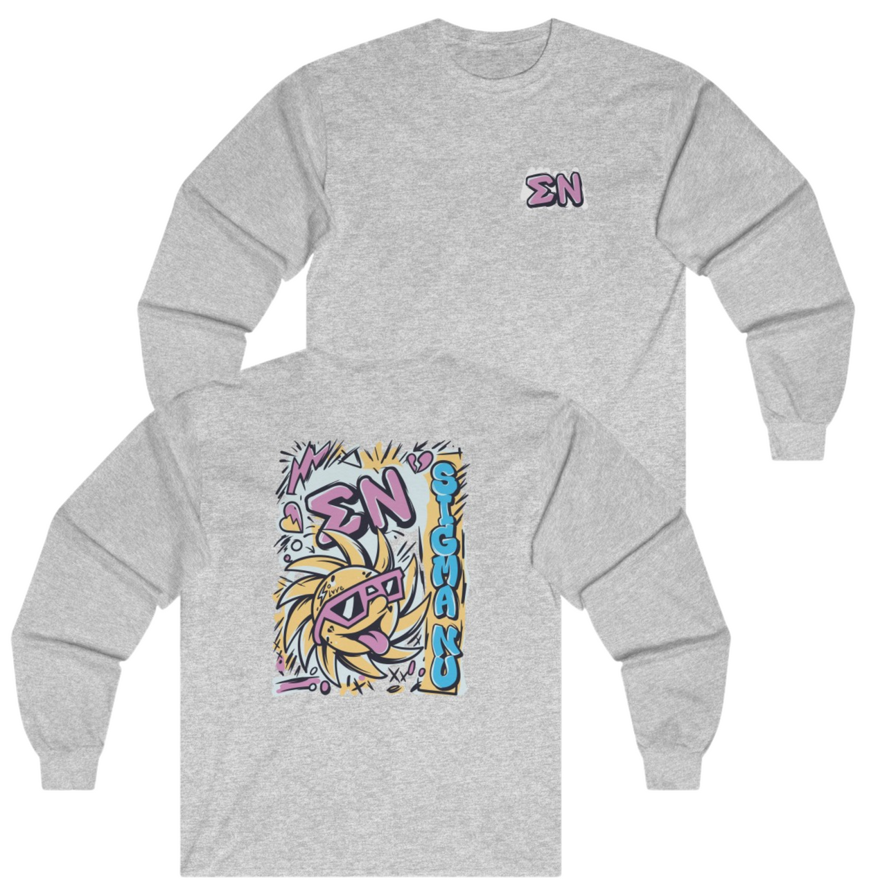 Grey Sigma Nu Graphic Long Sleeve | Fun in the Sun | Sigma Nu Clothing, Apparel and Merchandise