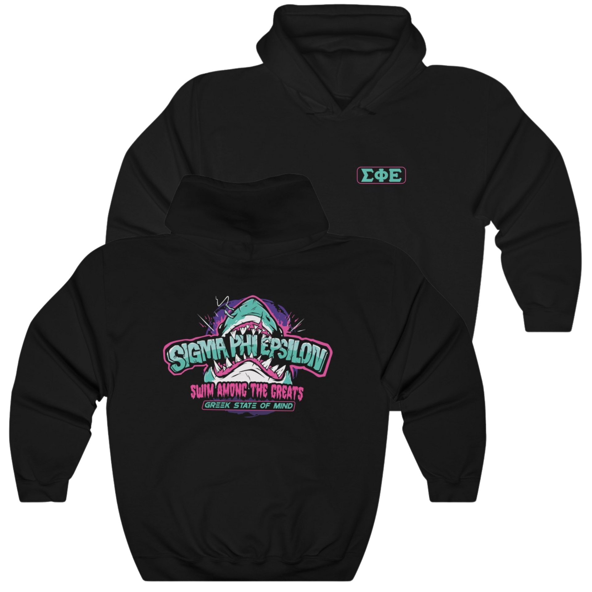 Black Sigma Phi Epsilon Graphic Hoodie | The Deep End | SigEp Fraternity Clothes and Merchandise