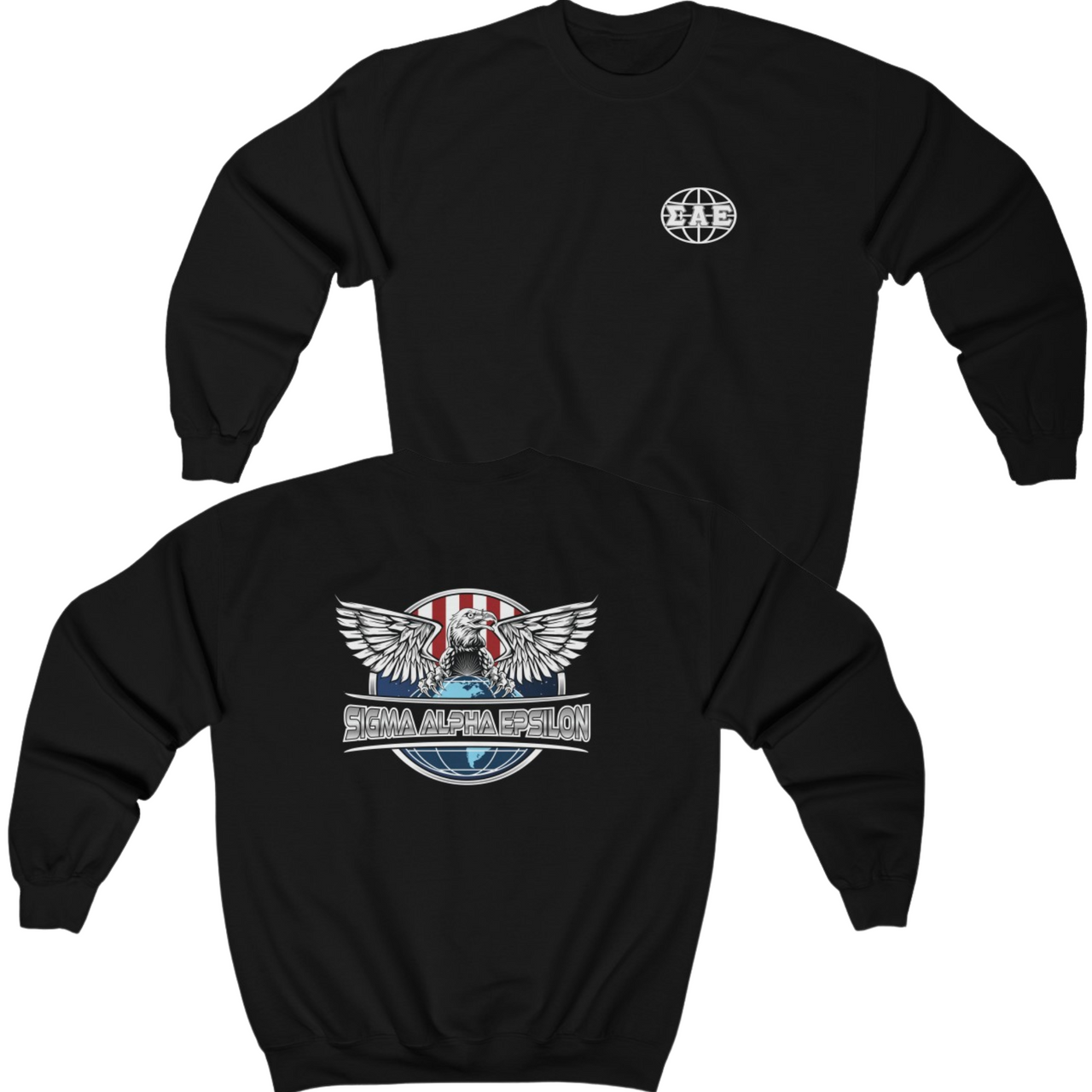 Black Sigma Alpha Epsilon Graphic Crewneck Sweatshirt | The Fraternal Order | Sigma Alpha Epsilon Clothing and Merchandise