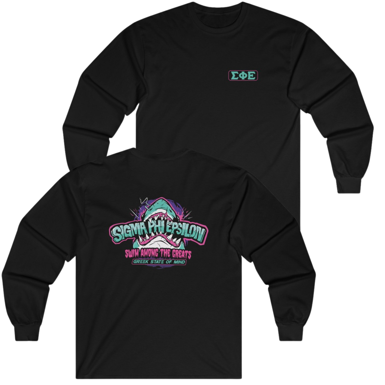 Black Sigma Phi Epsilon Graphic Long Sleeve | The Deep End | SigEp Fraternity Clothes and Merchandise