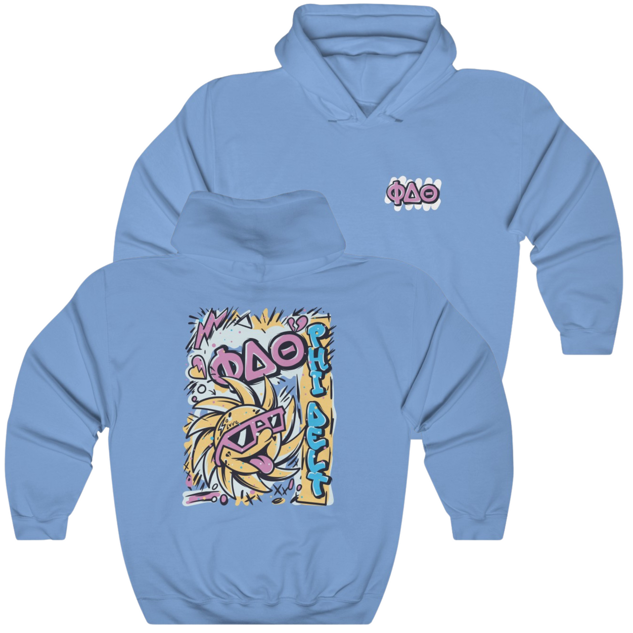 blue Phi Delta Theta Graphic Hoodie | Fun in the Sun | phi delta theta fraternity greek apparel 
