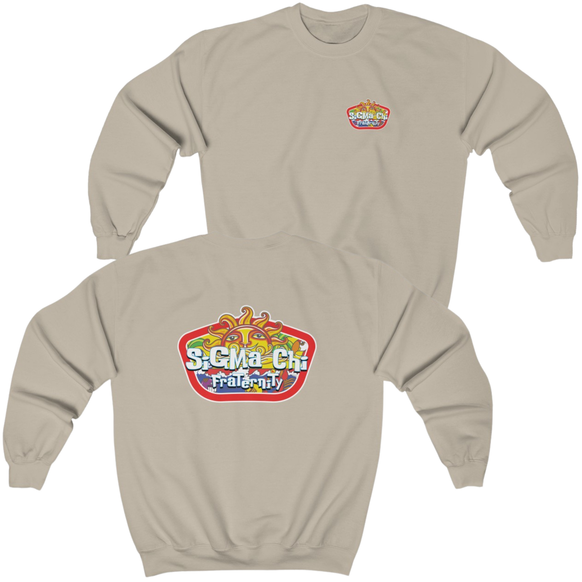 Sand Sigma Chi Graphic Crewneck Sweatshirt | Summer Sol | Sigma Chi Fraternity Merch House