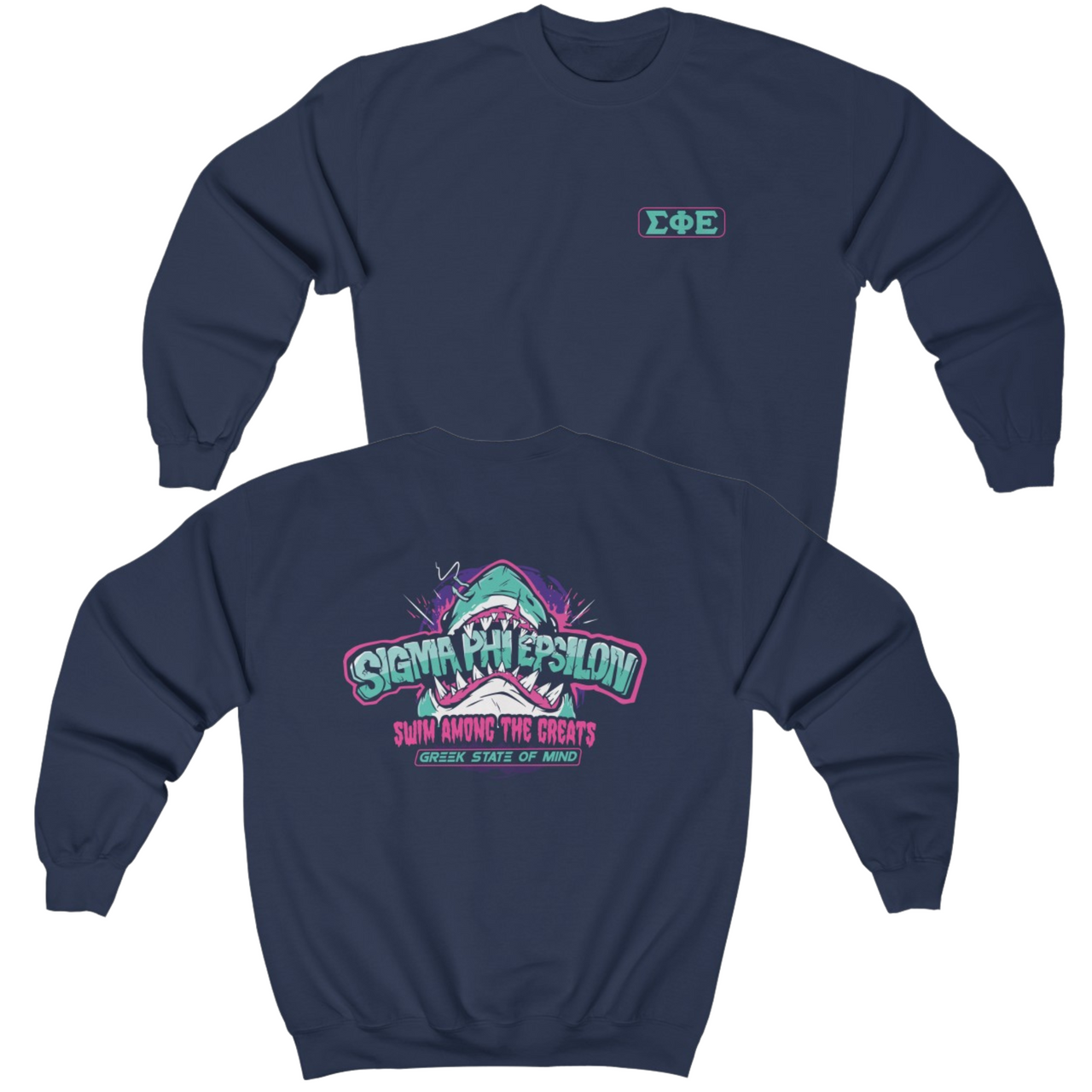 navy Sigma Phi Epsilon Graphic Crewneck Sweatshirt | The Deep End | SigEp Fraternity Clothes and Merchandise
