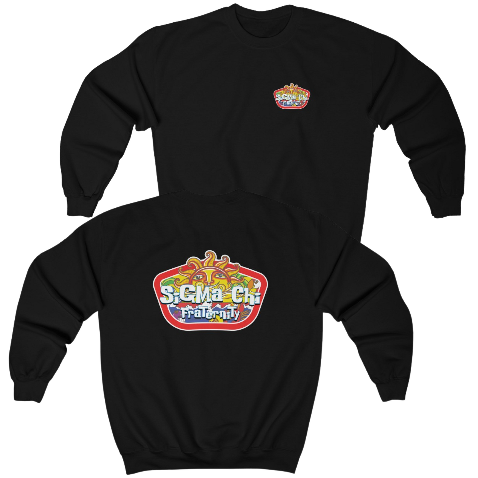 Black Sigma Chi Graphic Crewneck Sweatshirt | Summer Sol | Sigma Chi Fraternity Merch House
