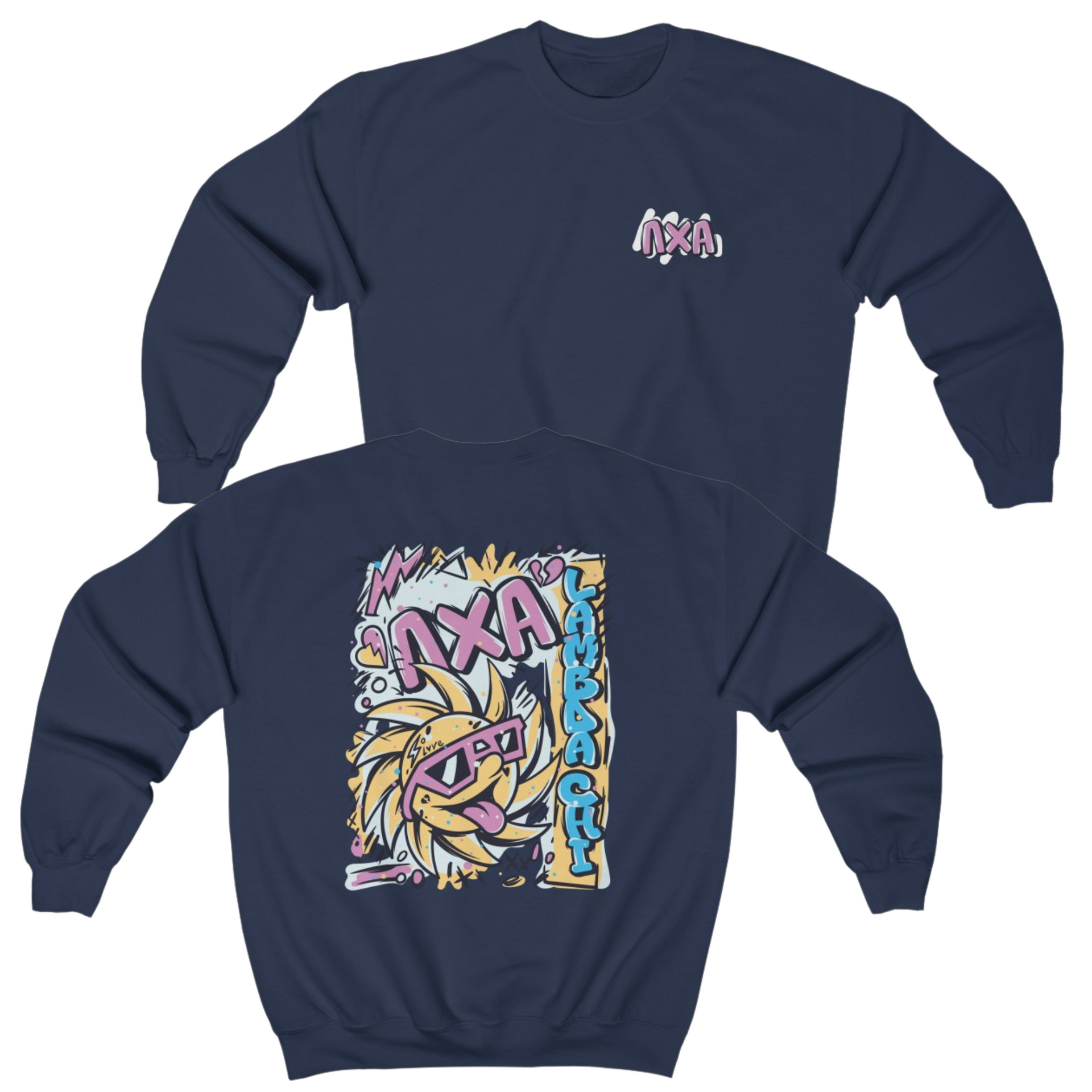 Navy Lambda Chi Alpha Graphic Crewneck Sweatshirt | Fun in the Sun | Lambda Chi Alpha Fraternity Apparel 