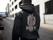 Black Sigma Pi Graphic Hoodie | Steampunk Owl | Sigma Pi Apparel and Merchandise model 