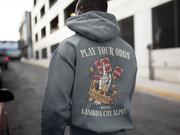 grey Lambda Chi Alpha Graphic Hoodie | Play Your Odds | Lambda Chi Alpha Fraternity Apparel back model 