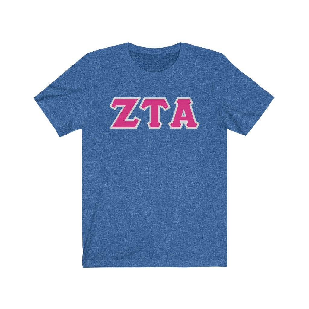 ZTA Printed Letters | Hot Pink with Grey Border T-Shirt