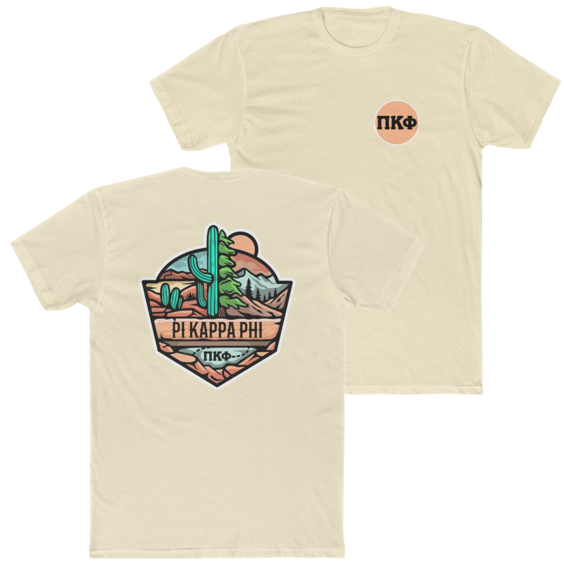 Natural Pi Kappa Phi Graphic T-Shirt | Desert Mountains | Pi Kappa Phi Apparel and Merchandise 