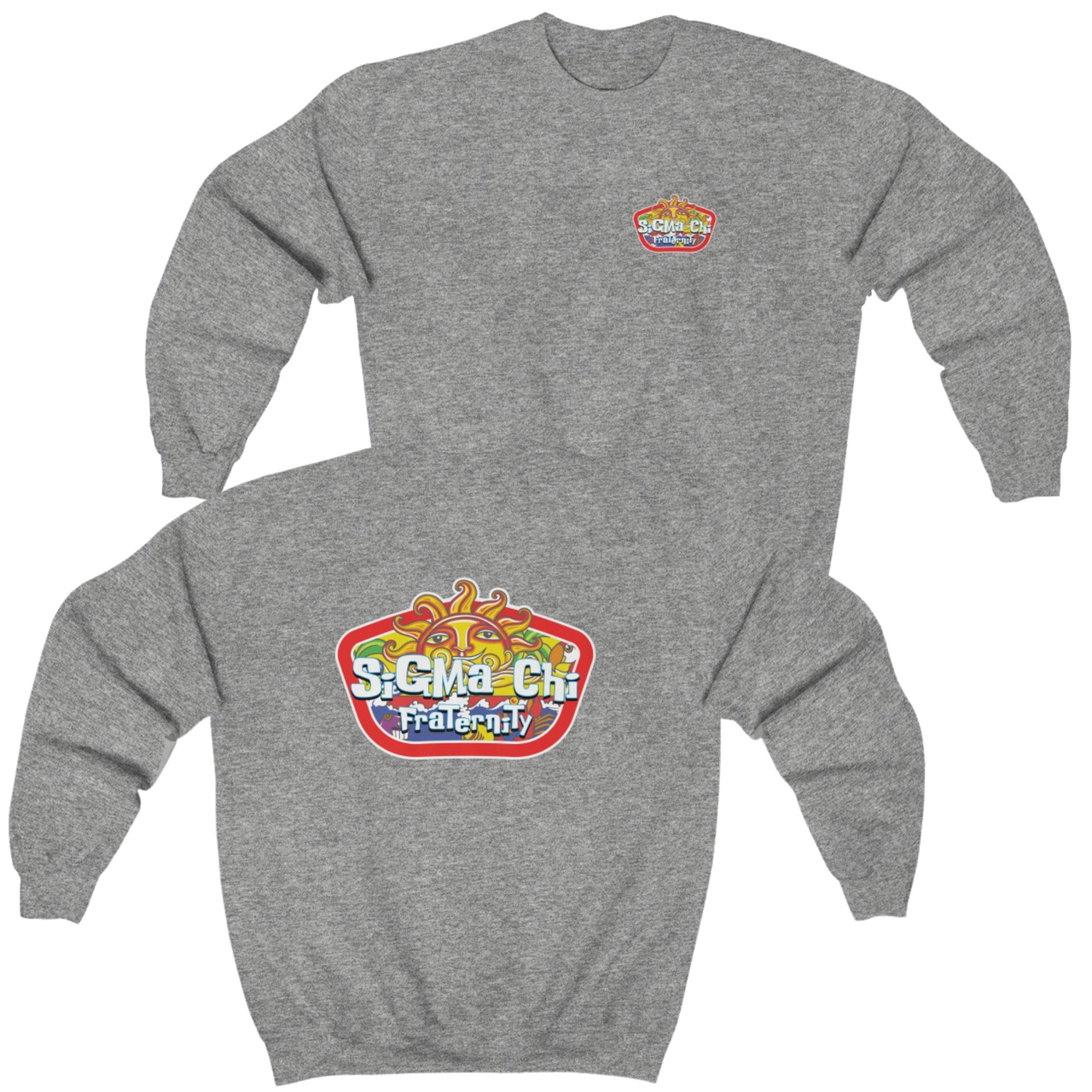 grey Sigma Chi Graphic Crewneck Sweatshirt | Summer Sol | Sigma Chi Fraternity Merch House