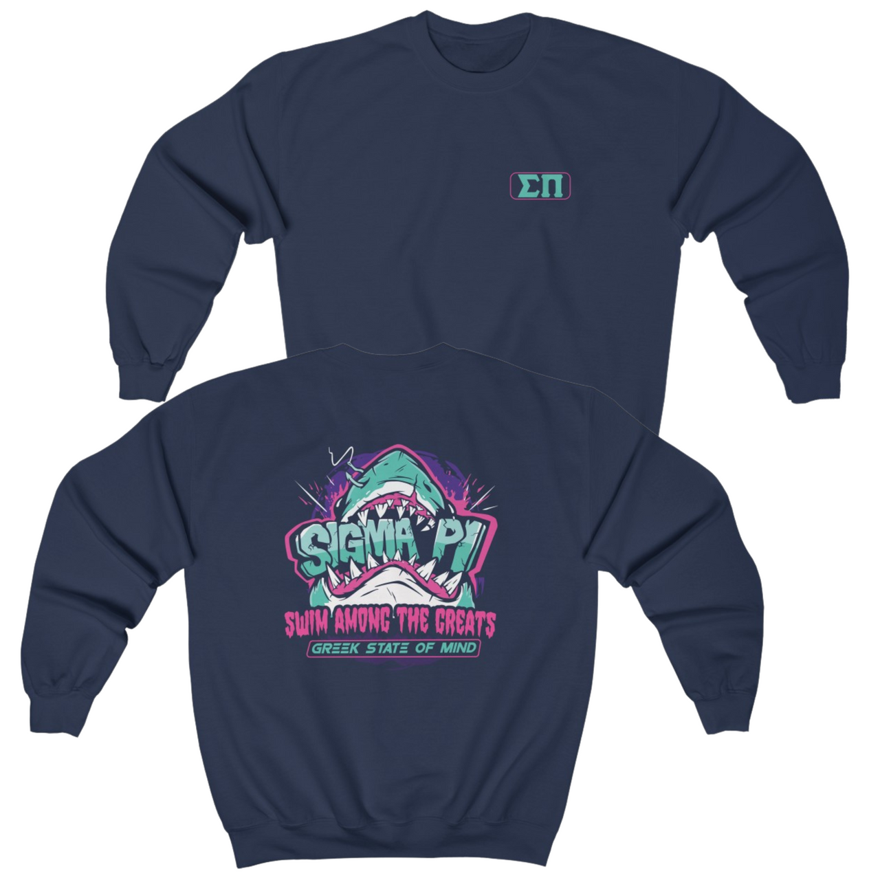 Navy Sigma Pi Graphic Crewneck Sweatshirt | The Deep End | Sigma Pi Apparel and Merchandise
