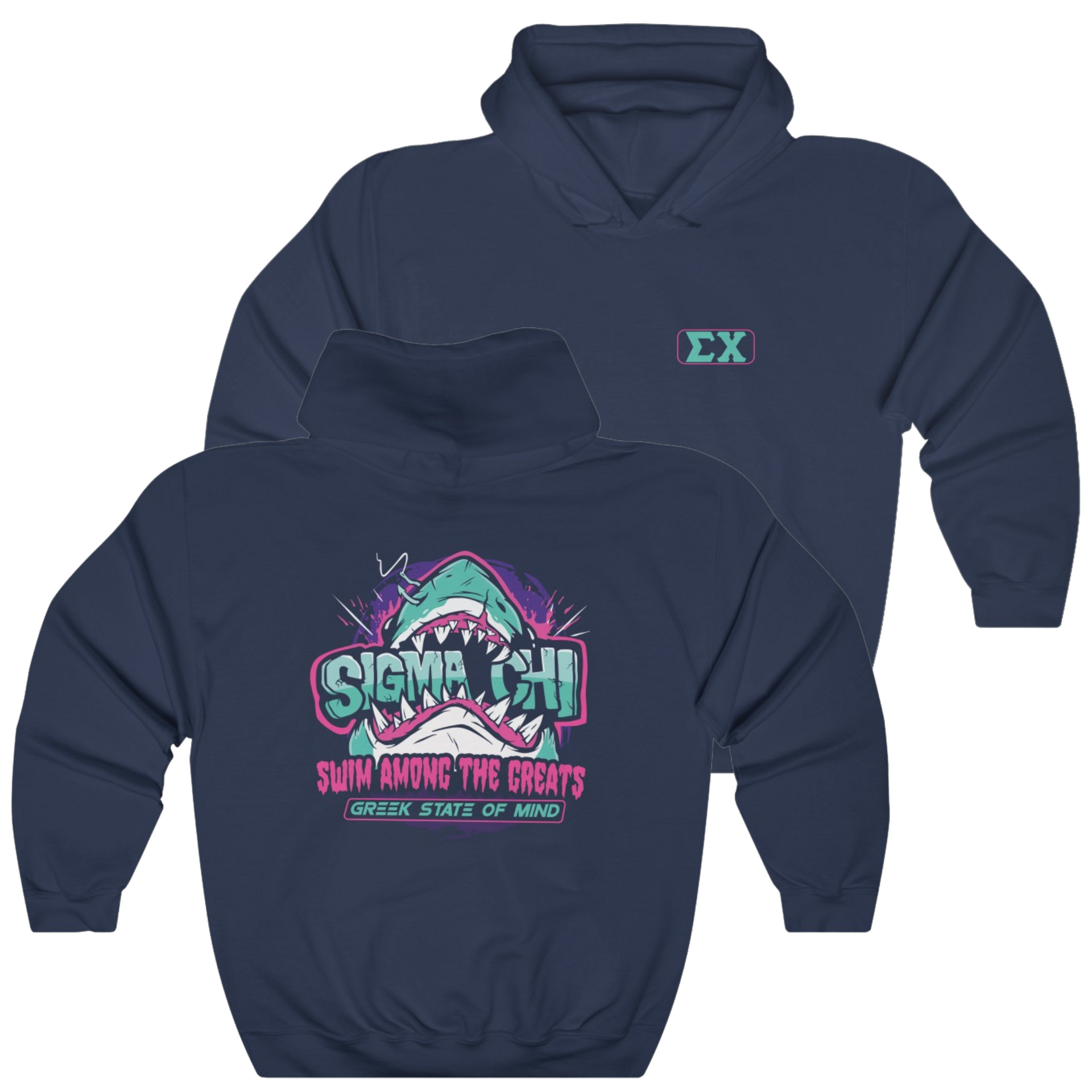 Navy Sigma Chi Graphic Hoodie | The Deep End | Sigma Chi Fraternity Merch House