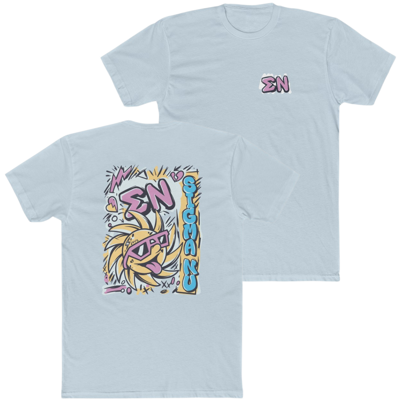 Light Blue Sigma Nu Graphic T-Shirt | Fun in the Sun | Sigma Nu Clothing, Apparel and Merchandise