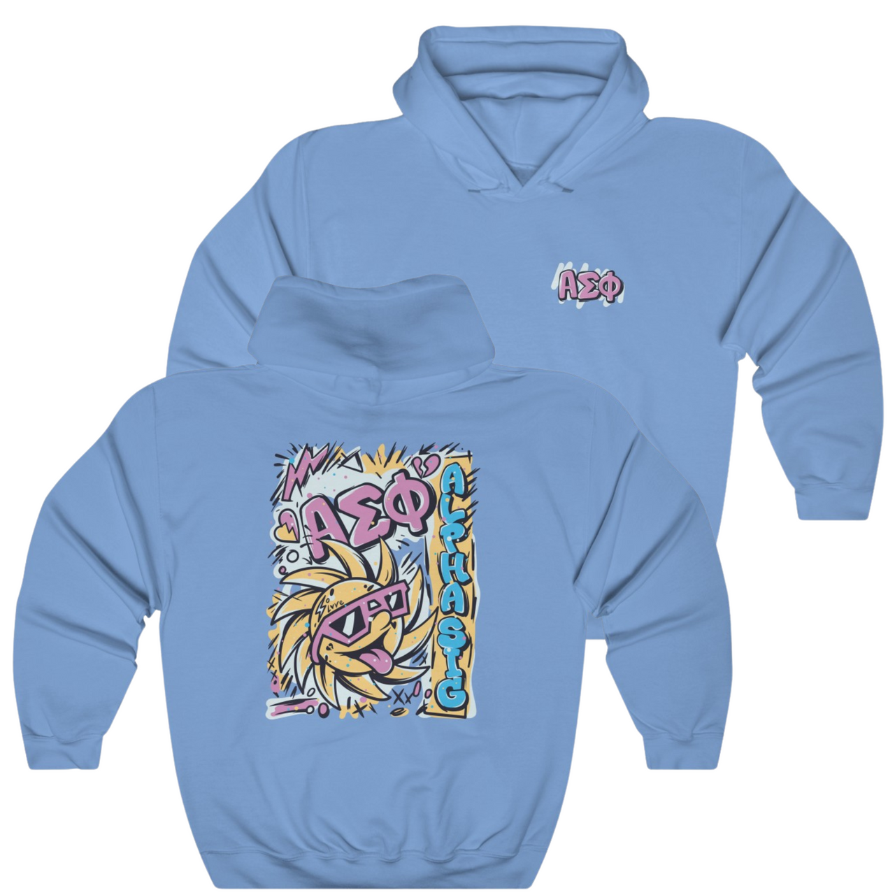 Blue Alpha Sigma Phi Graphic Hoodie | Fun in the Sun | Alpha Sigma Phi Fraternity 