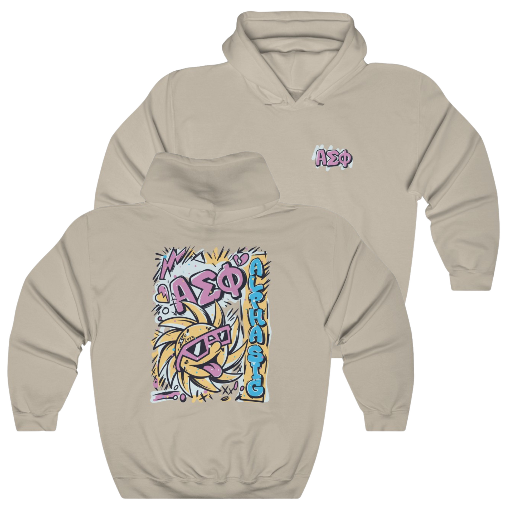 Sand Alpha Sigma Phi Graphic Hoodie | Fun in the Sun | Alpha Sigma Phi Fraternity 