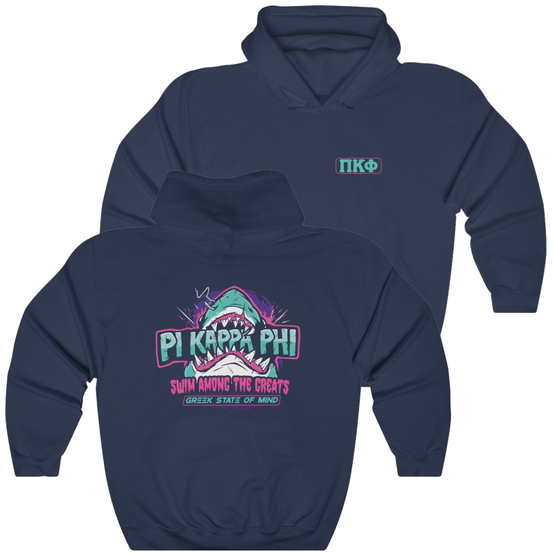 Navy Pi Kappa Phi Graphic Hoodie | The Deep End | Pi Kappa Phi Apparel and Merchandise