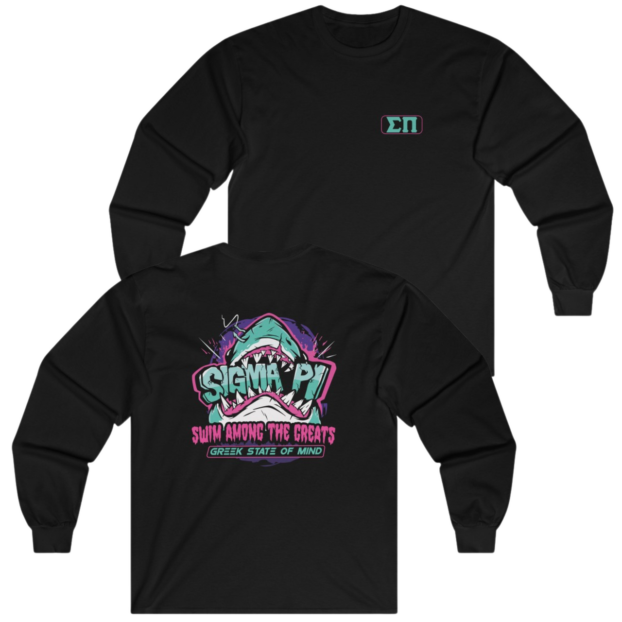 Black Sigma Pi Graphic Long Sleeve | The Deep End | Sigma Pi Apparel and Merchandise