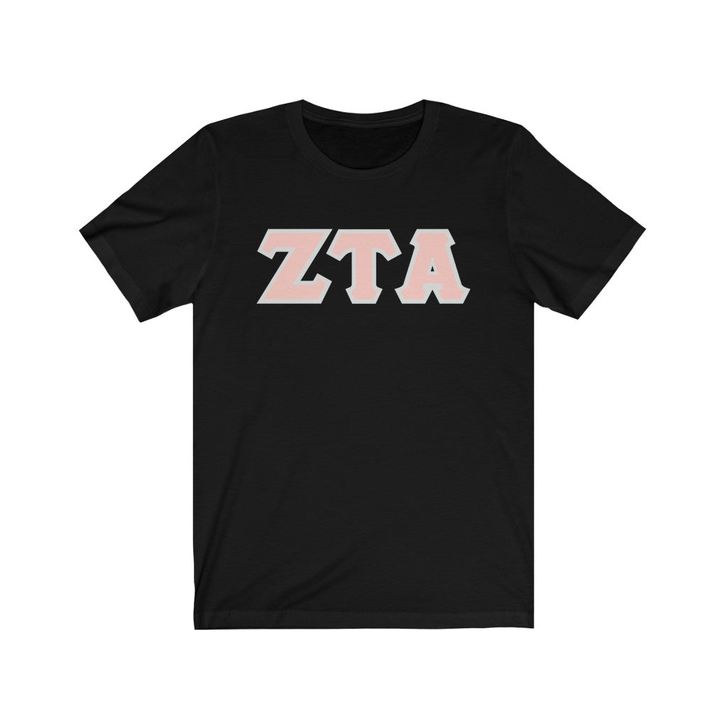 ZTA Printed Letters | Peach with Grey Border T-Shirt