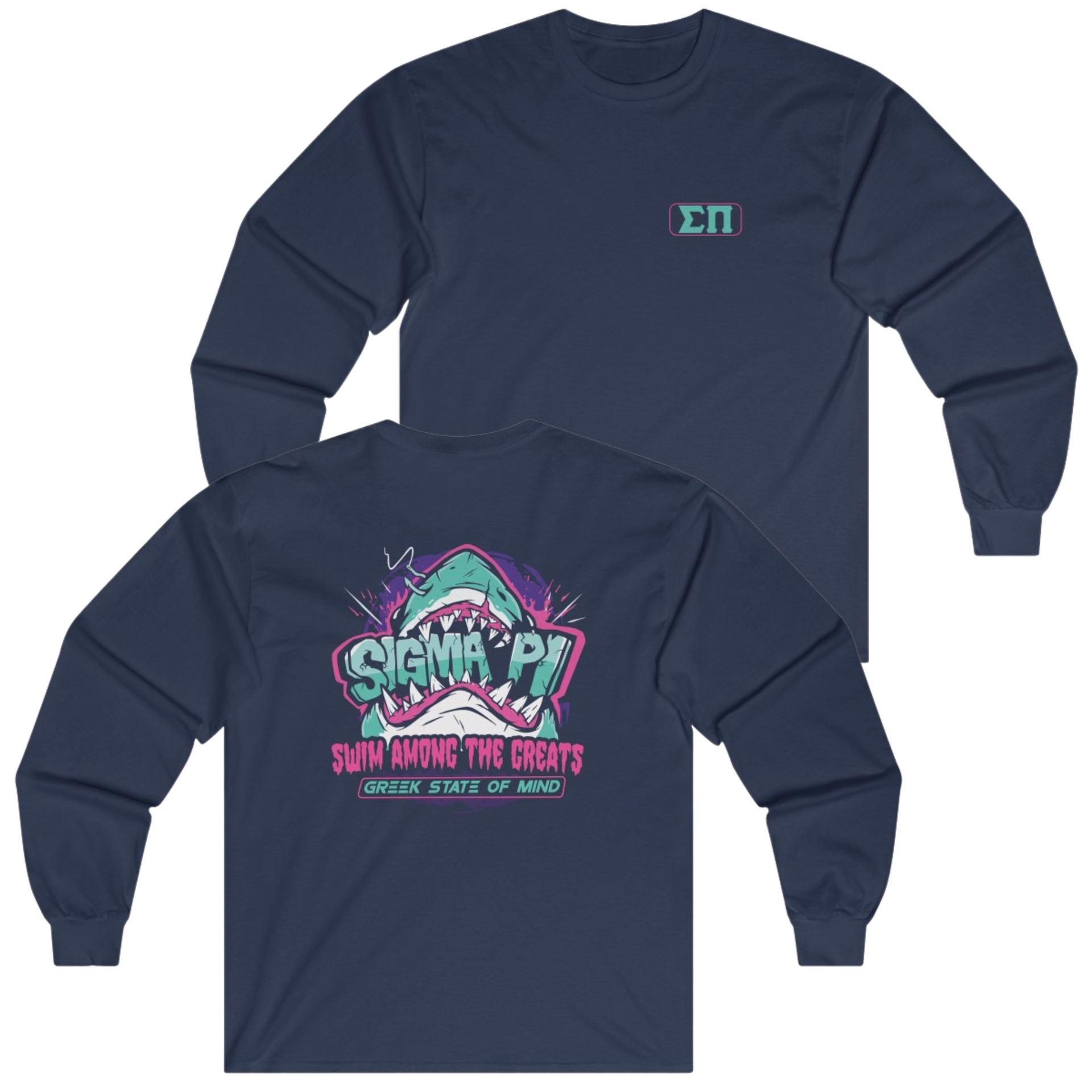 Navy Sigma Pi Graphic Long Sleeve | The Deep End | Sigma Pi Apparel and Merchandise