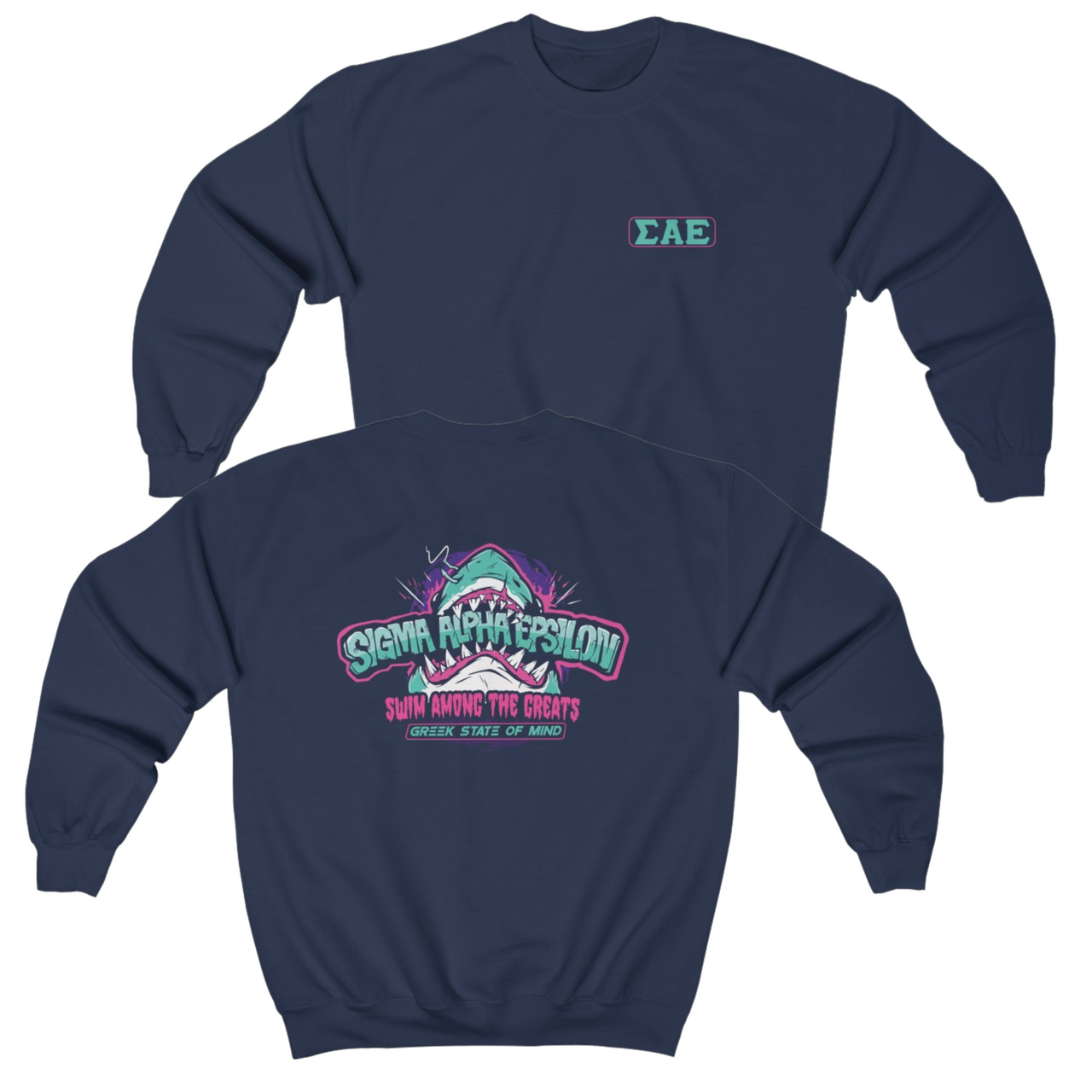 Navy Sigma Alpha Epsilon Graphic Crewneck Sweatshirt | The Deep End | Sigma Alpha Epsilon Clothing and Merchandise