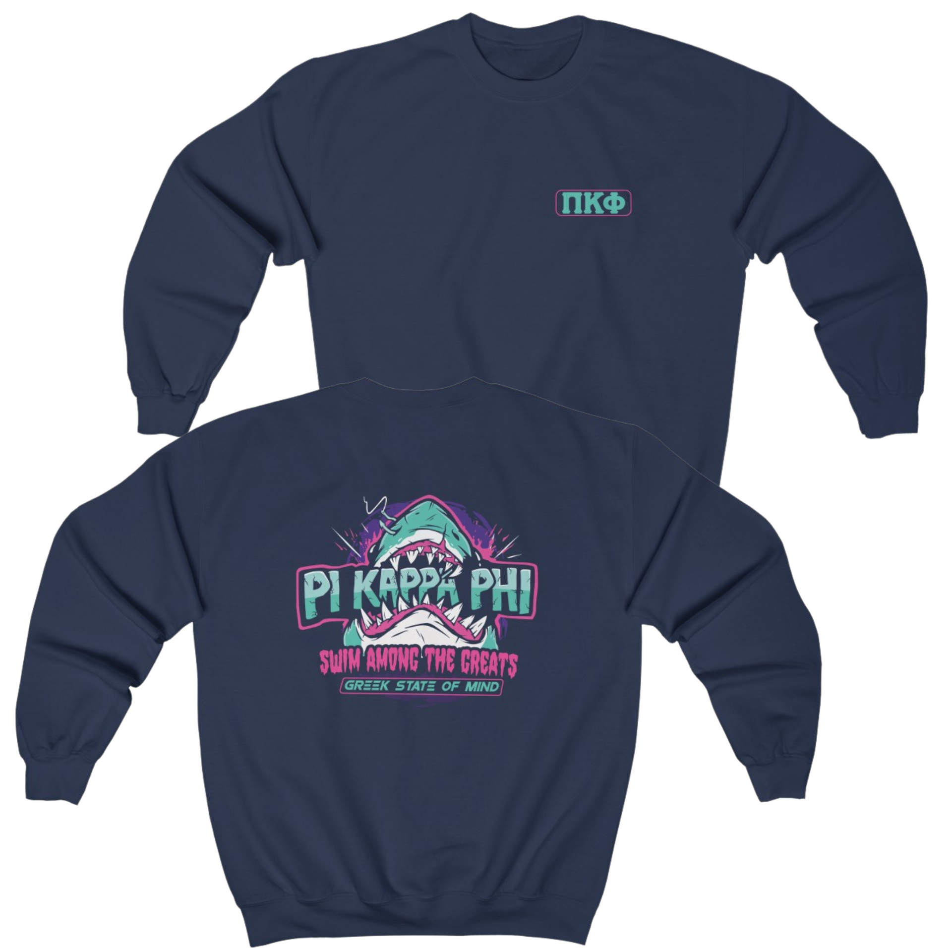 Navy Pi Kappa Phi Graphic Crewneck Sweatshirt | The Deep End | Pi Kappa Phi Apparel and Merchandise