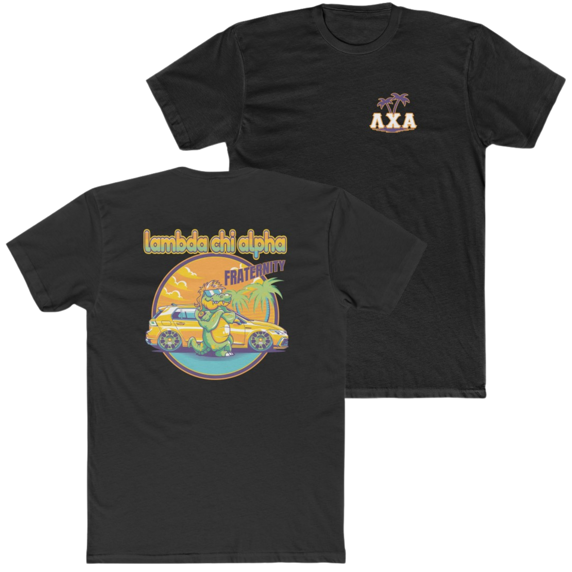 black Lambda Chi Alpha Graphic T-Shirt | Cool Croc | Lambda Chi Alpha Fraternity Apparel 
